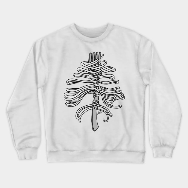 Spaghetti Ribs - Black & White Crewneck Sweatshirt by jwolftees